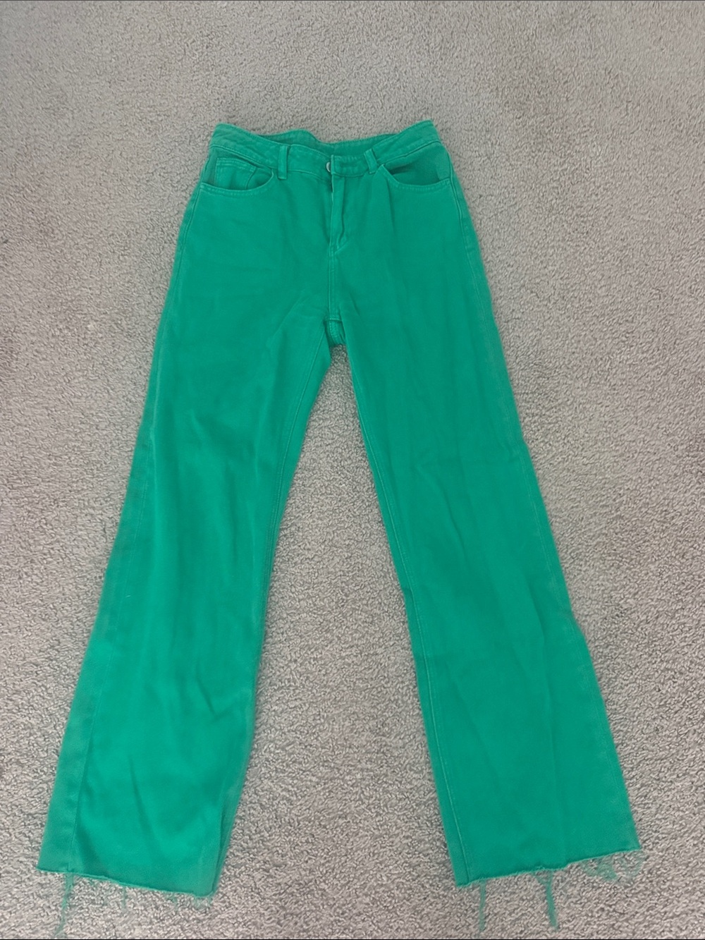 Emerald Green High-Waist Straight Leg Pants